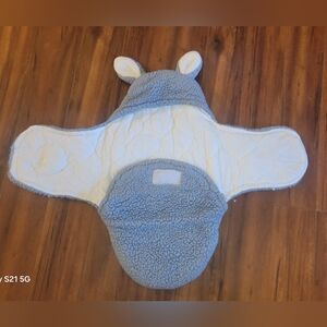 Blue/Gray and White Fleece Velcro Sleepsack With Bunny Ears Size 3 Months